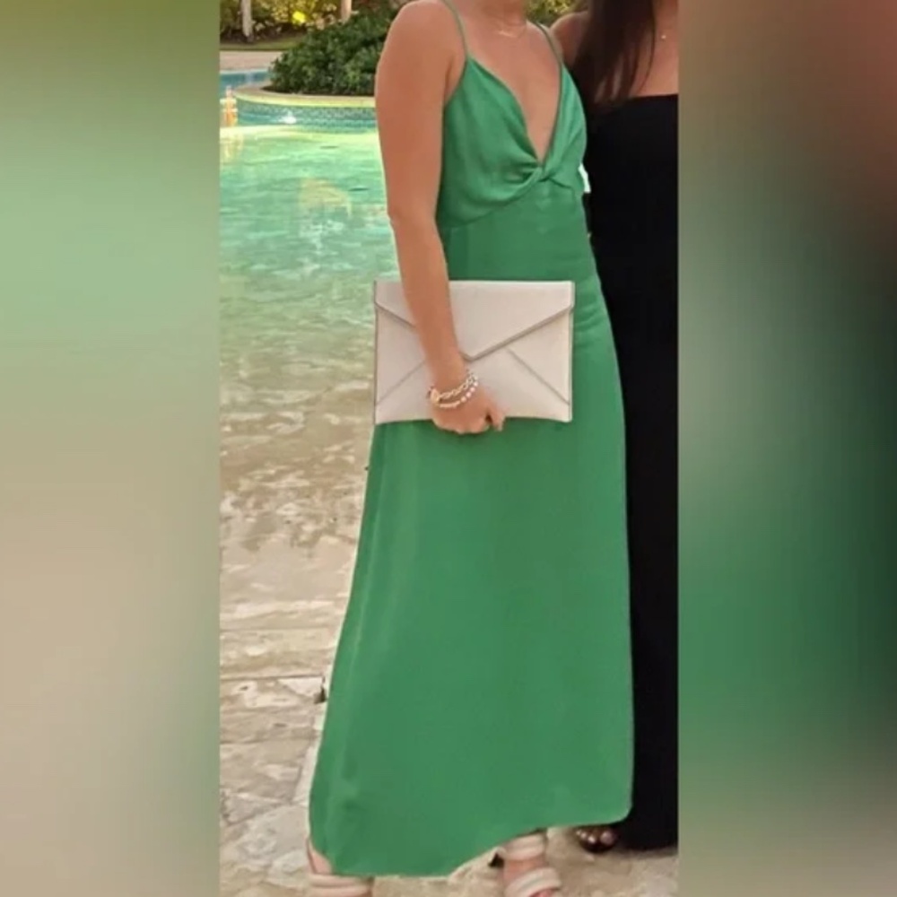 Zara Size Large Green Textured long Dress